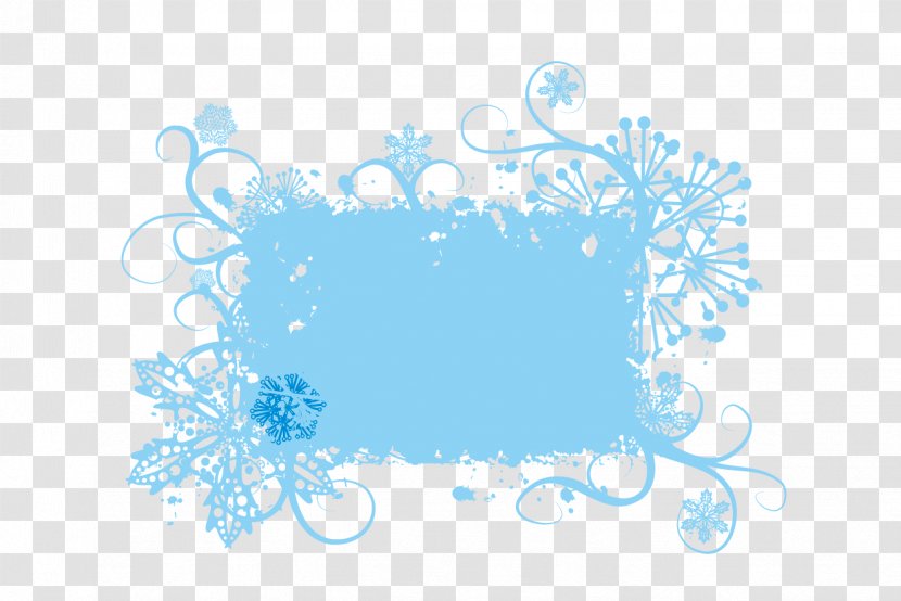 Euclidean Vector Snowflake Graphic Design - Text - Blue Ink Jet Border Transparent PNG