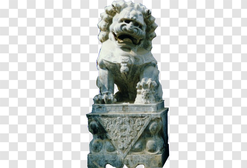 Stone Sculpture Chinese Guardian Lions - Artifact - Town House Transparent PNG