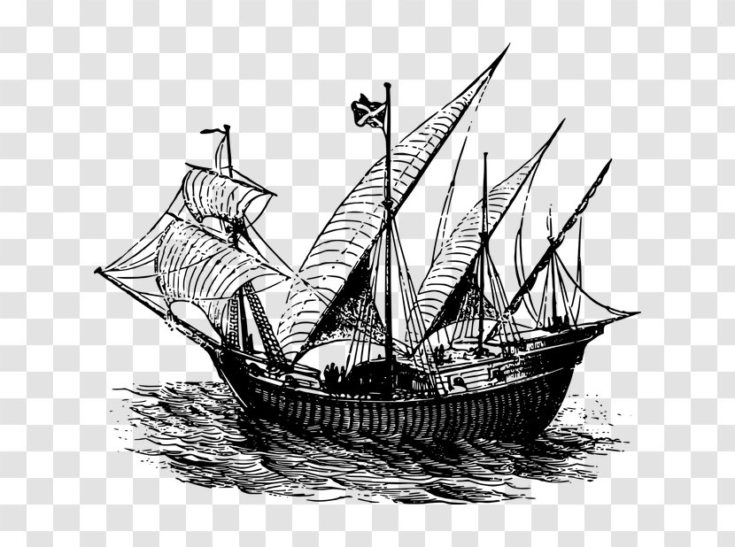 14th Century Sailing Ship Clip Art - Naval Architecture Transparent PNG