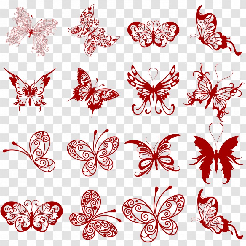 Papercutting Butterfly Clip Art - Invertebrate - Chinese New Year Decorative Silhouettes HD Free Matting Material Transparent PNG