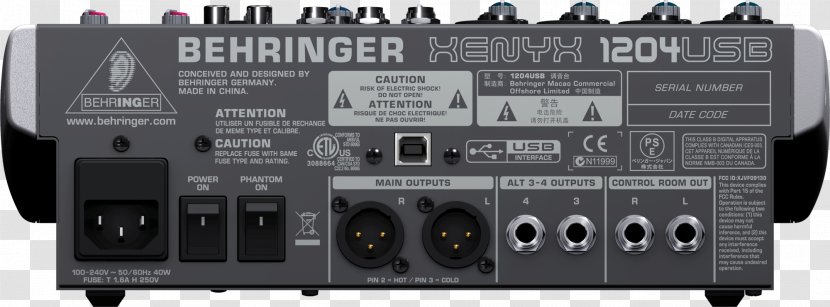 Microphone Behringer Xenyx X1204USB Audio Mixers 802 Transparent PNG