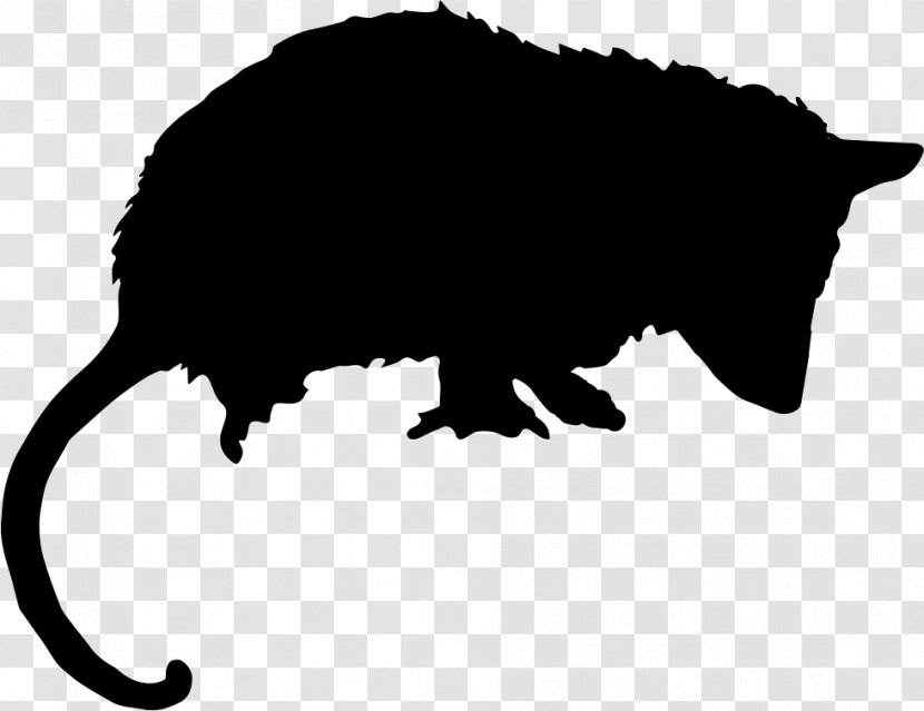 Opossum Drawing Silhouette - Black And White - Animal Silhouettes Transparent PNG