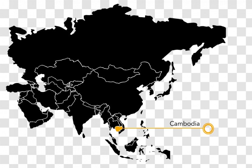 Asia Middle East World Map Blank Black Cambodia Transparent Png