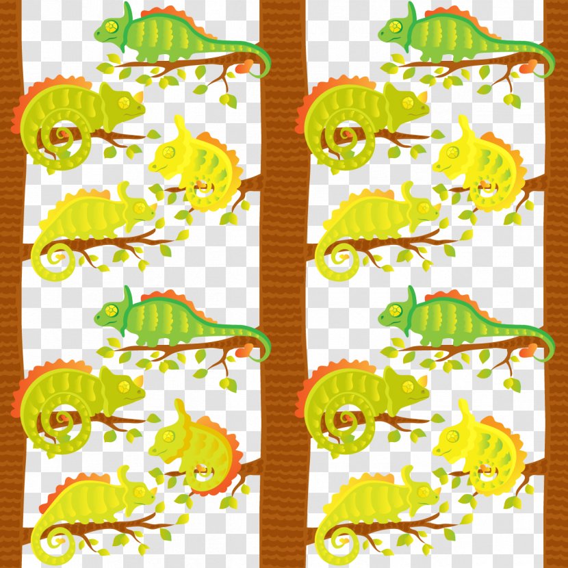 Chameleons Euclidean Vector Illustration - Border - Chameleon Transparent PNG