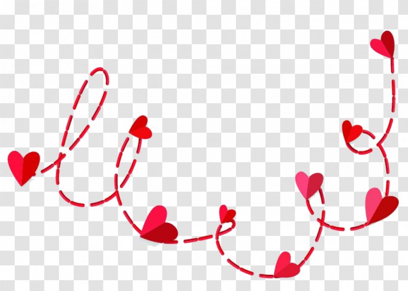 Red Heart-shaped Dashed Line - Frame - Heart Transparent PNG