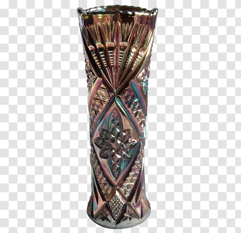 Brockwitz Vase Carnival Glass Cylinder Blue - Rose - Headdress Transparent PNG