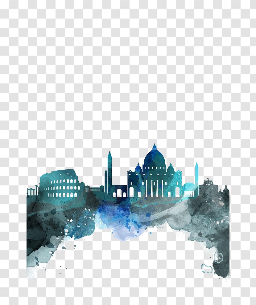 The Architecture Of City Silhouette - Poster - Urban Gradient Transparent PNG