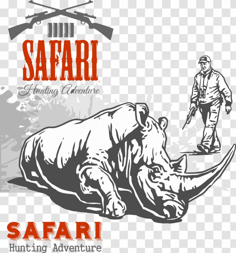 Hunting Euclidean Vector Illustration - Safari - Hunter And The Rhino Transparent PNG