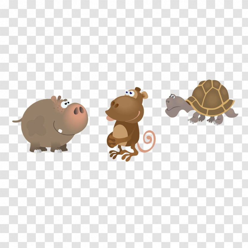 Cartoon Animal Clip Art - Carnivoran - Monkey Hippo And The Tortoise Transparent PNG