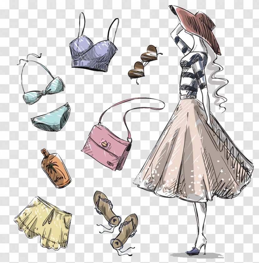 Vector Graphics Fashion Illustration Clothing Drawing - Accessories - Bag Transparent PNG