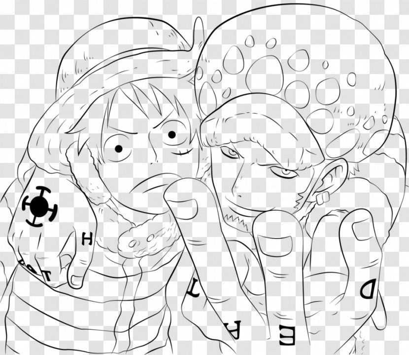 Monkey D. Luffy Trafalgar Water Law Portgas Ace Line Art Drawing - Silhouette Transparent PNG