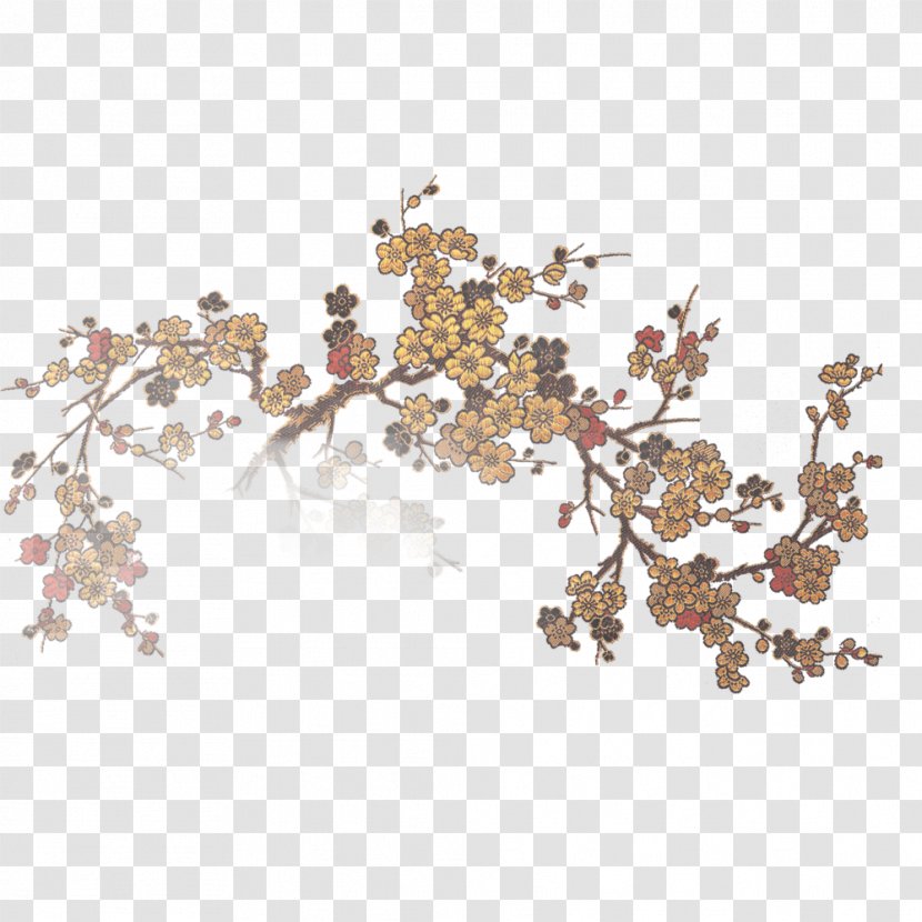 Yellow Plum Blossom Red - Poster - Flower Transparent PNG