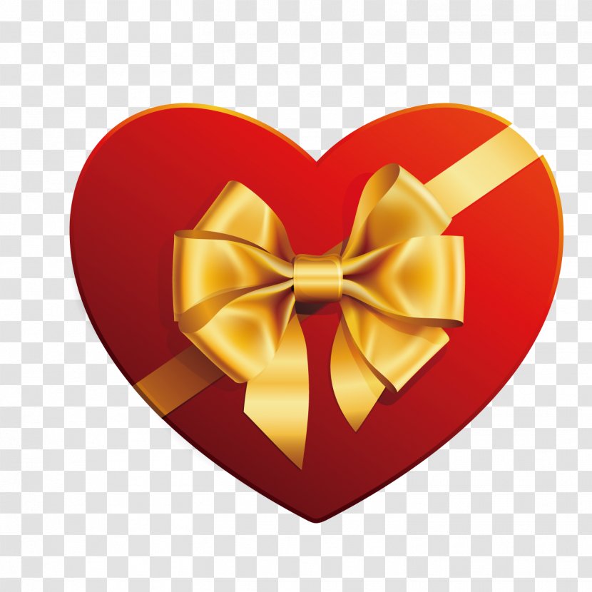 Valentine's Day Chocolate Heart Clip Art - Bar - Yellow Ribbon With Red Transparent PNG