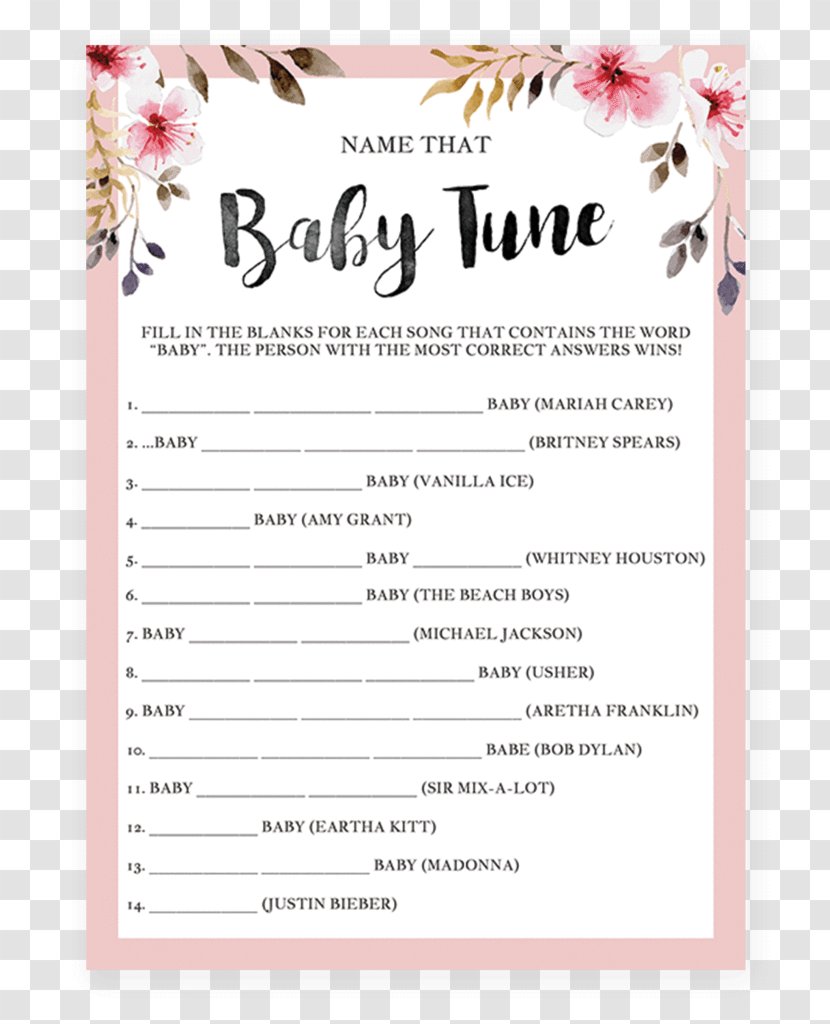 Baby Shower Song Video Game Infant - Watercolor - Bohemian PARTY Transparent PNG