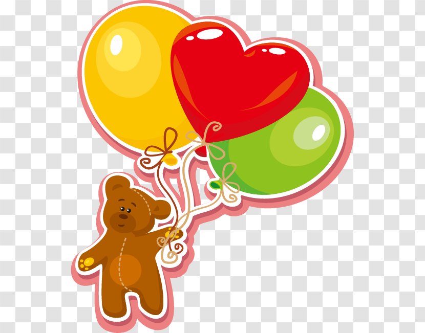 Balloon Clip Art - Heart - Cartoon Bear Transparent PNG