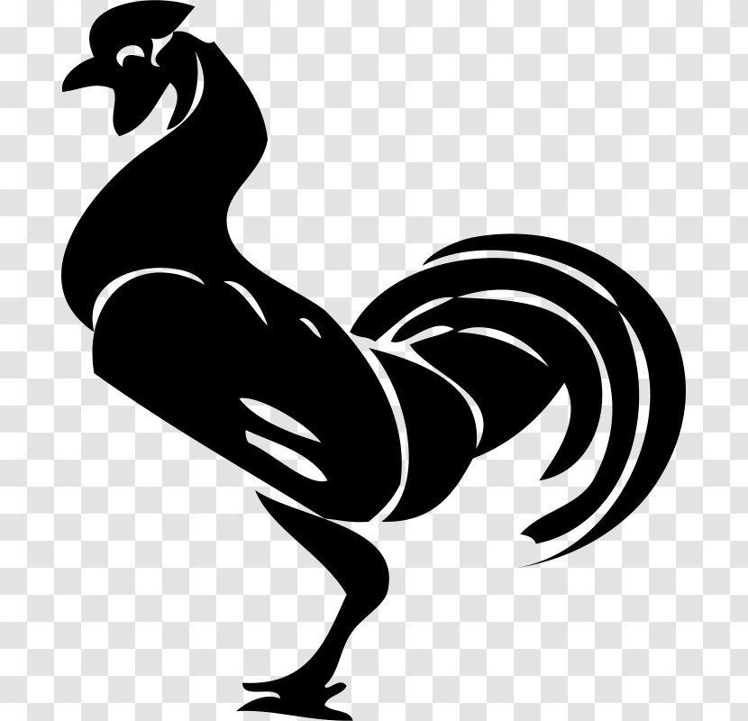 Rooster Clip Art - Monochrome - Artwork Transparent PNG