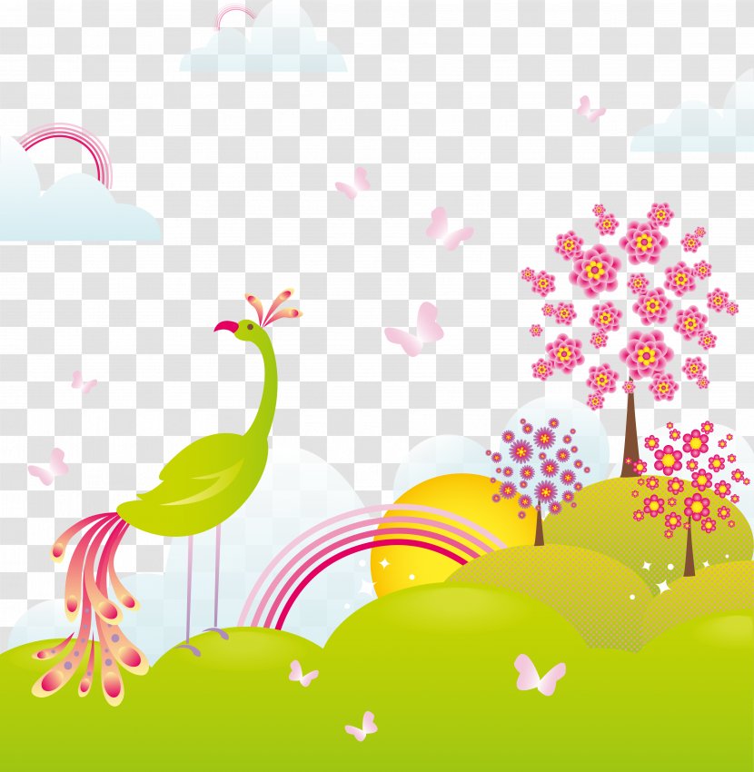 Landscape Illustration - Flora - Vector Peacock Park Transparent PNG