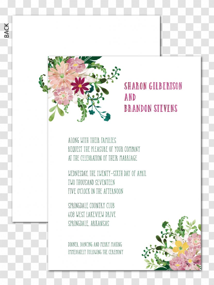 Floral Design Wedding Invitation Paper Flower Bouquet Place Cards - Suite - 2017 Card，wedding Card Transparent PNG