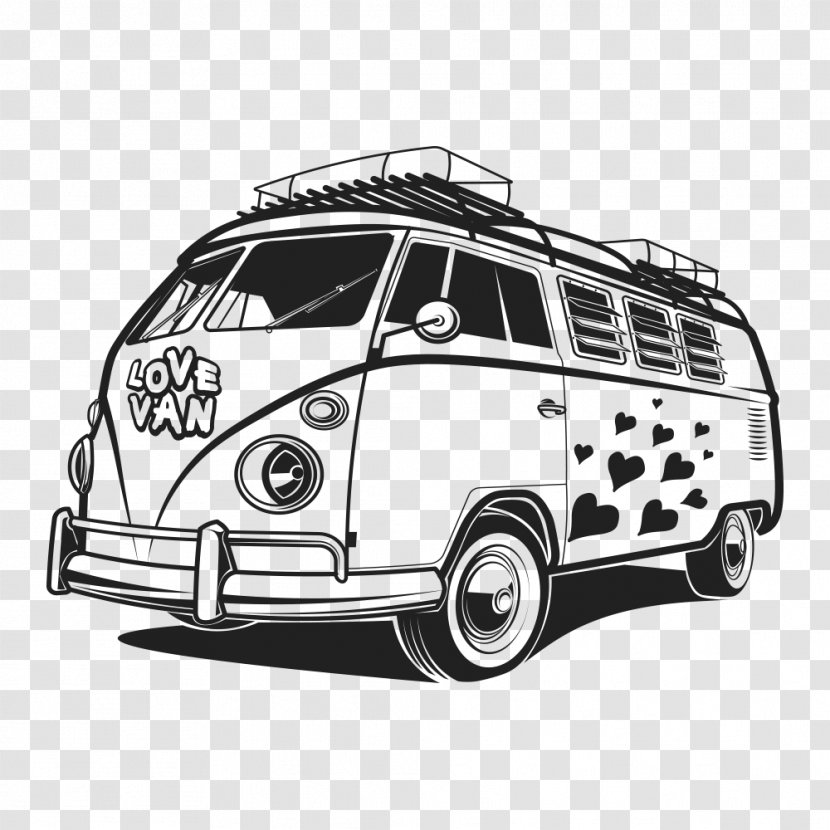 Van Car Volkswagen Type 2 Illustration - Wedding Sightseeing Transparent PNG