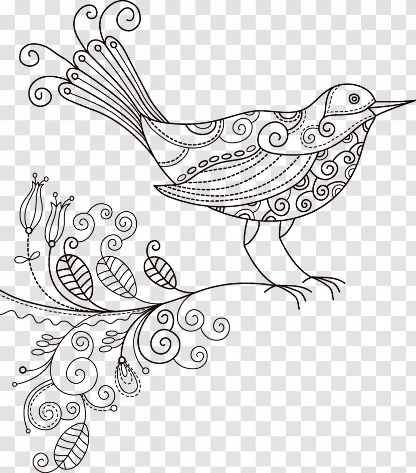 Floral Design Wall Decal Illustration - Area - Line Birds Transparent PNG