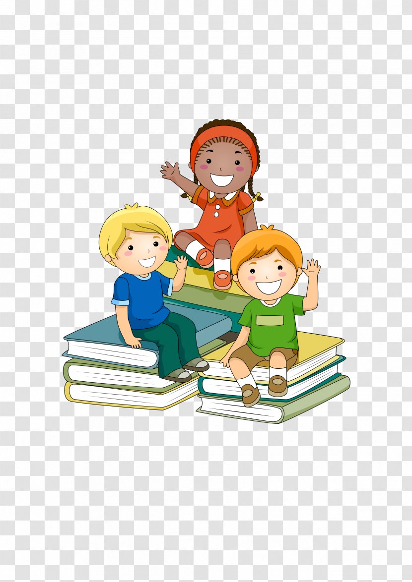 Learning Child School Clip Art - Teacher - Children Sitting On Books Transparent PNG