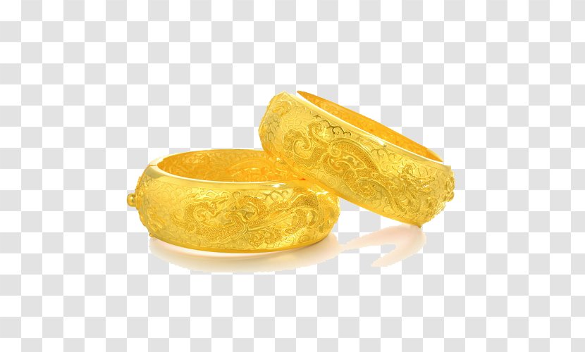 Gold Bracelet Marriage - Amber - Chow Sang Jewelry Dragon Dowry Essential 49361K Three Transparent PNG