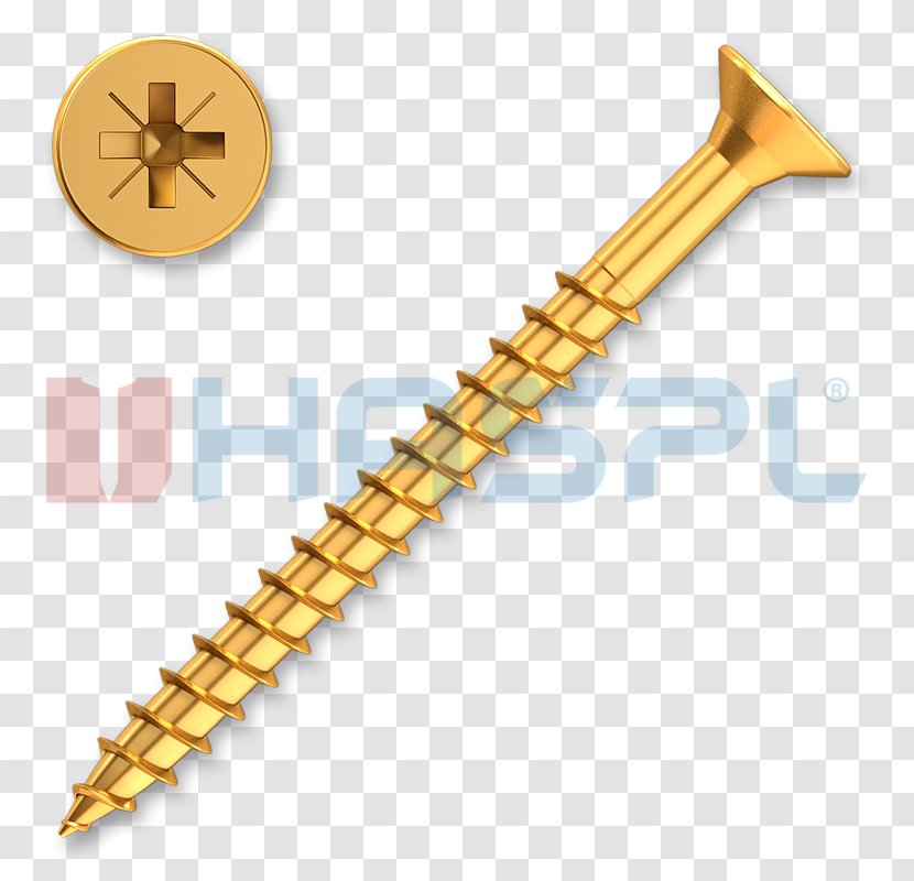 Brass Screw Thread Fastener Nail - Countersink Transparent PNG