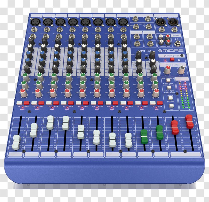 Microphone Audio Mixers Midas Consoles Recording Studio DM12 - Electronic Component - Year End Clearance Sales Transparent PNG