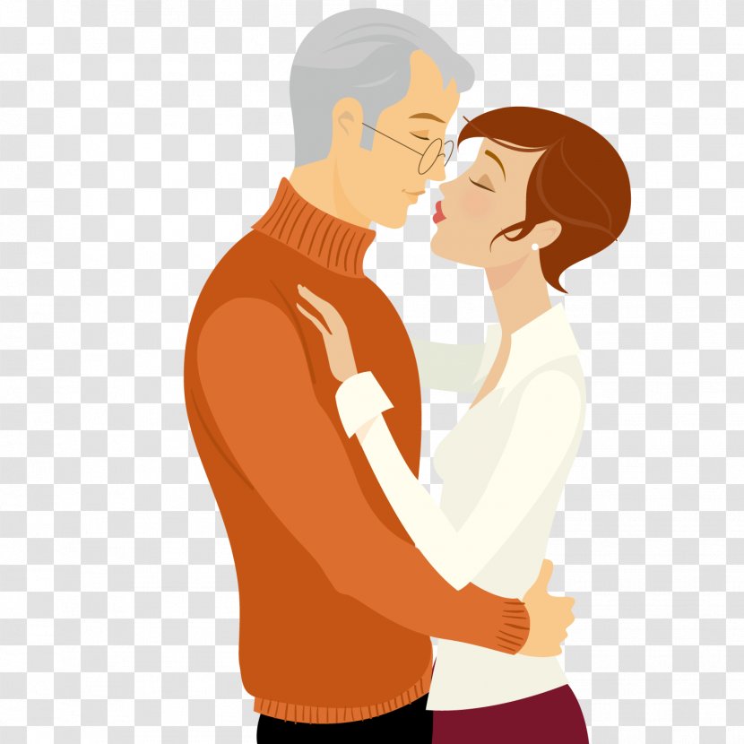 Cartoon Significant Other Kiss Illustration - Flower - Golden Couple Transparent PNG