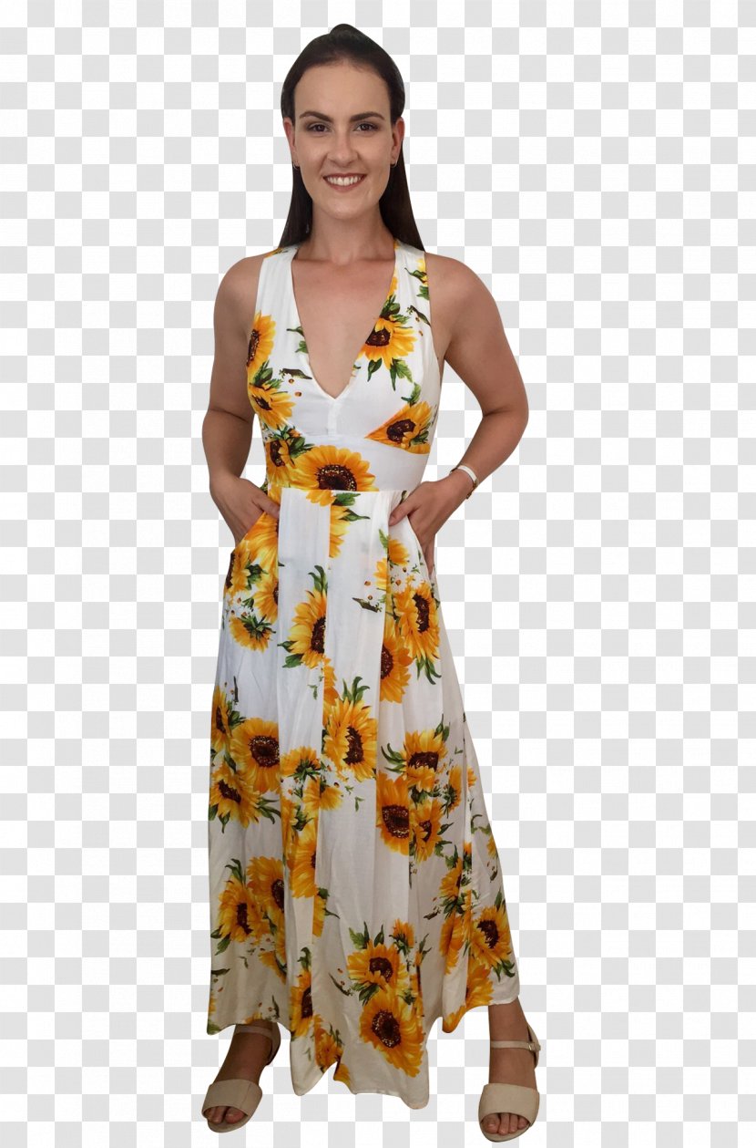 Maxi Dress Clothing Sleeve Fashion - Model - White Sunflower Transparent PNG