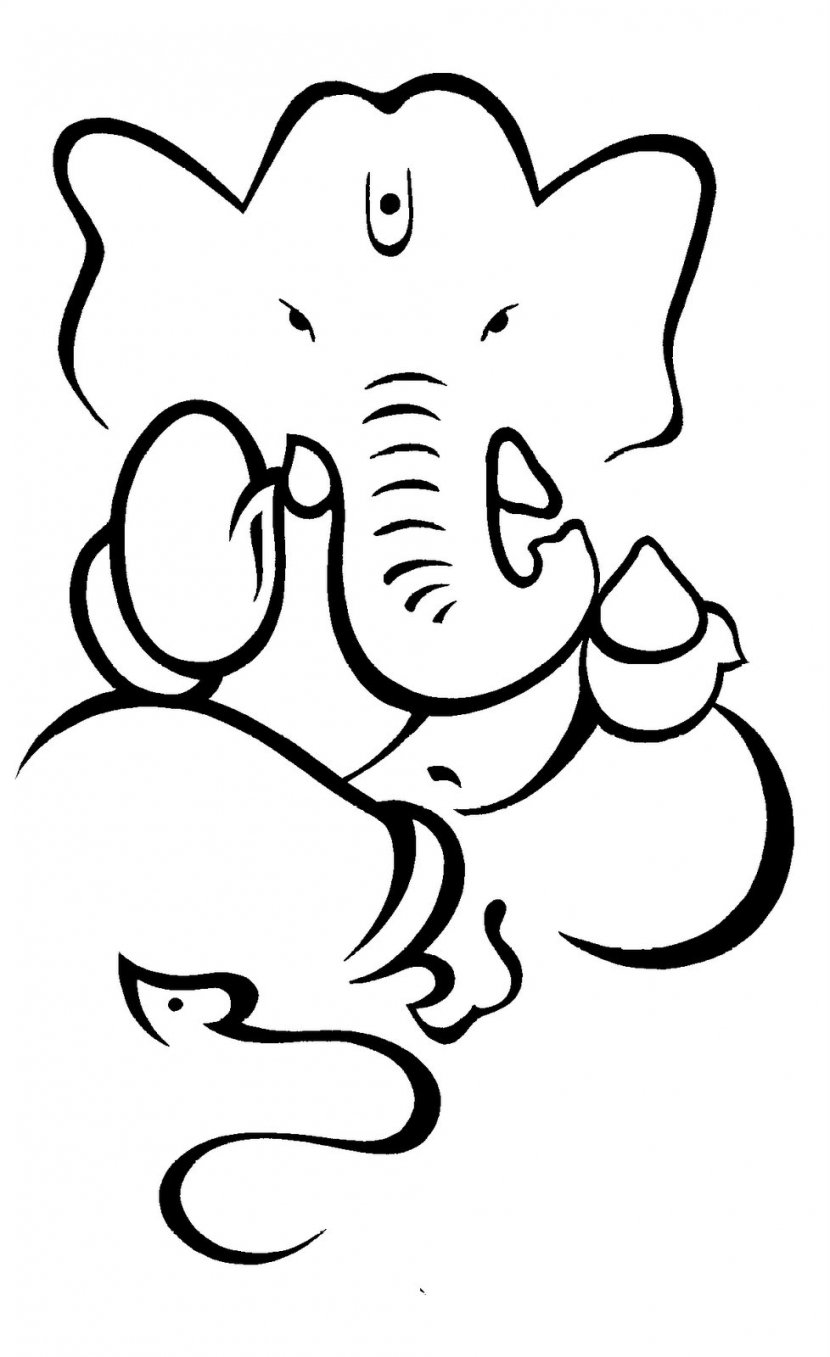 Ganesha Drawing Hinduism Deity Sketch - Cartoon - Outline Transparent PNG