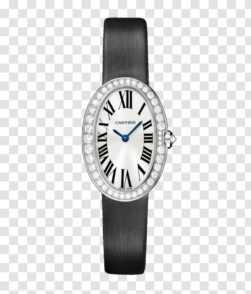 Cartier Tank Watch Diamond Colored Gold - Strap - Watches Black Mechanical Female Form Transparent PNG