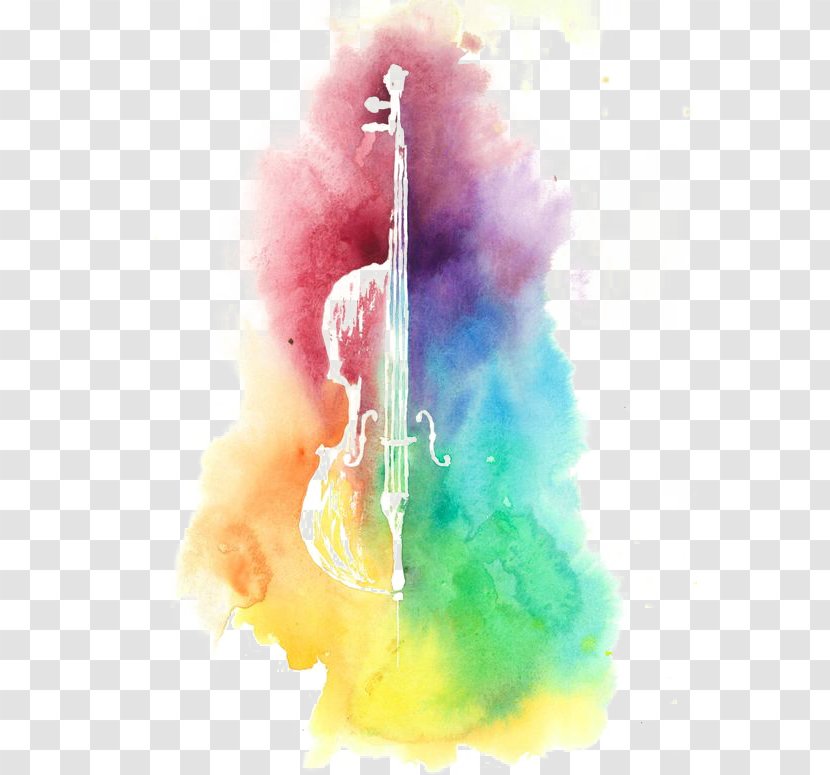 Watercolor Painting Ukulele Cello Musical Instrument - Frame - Drawing Violin Transparent PNG