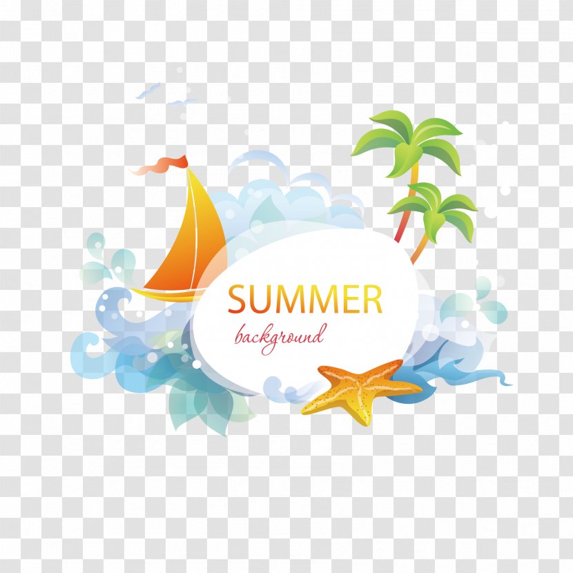 Summer Euclidean Vector - Autumn - Starfish And Coconut Trees Transparent PNG