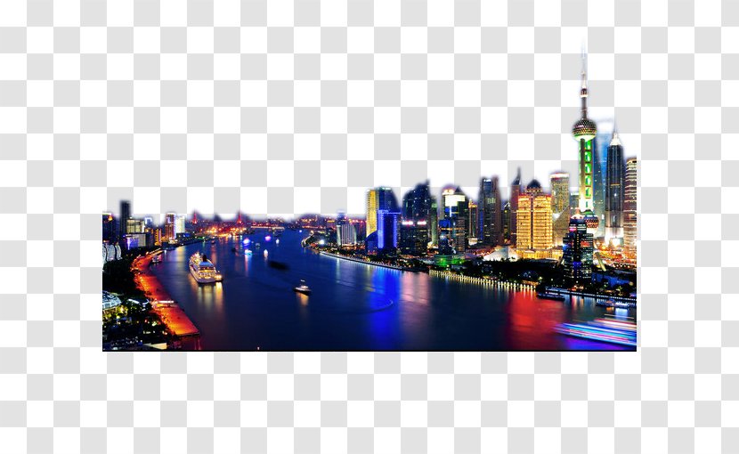 Shanghai - Drawing - Night View Of The Sea Transparent PNG