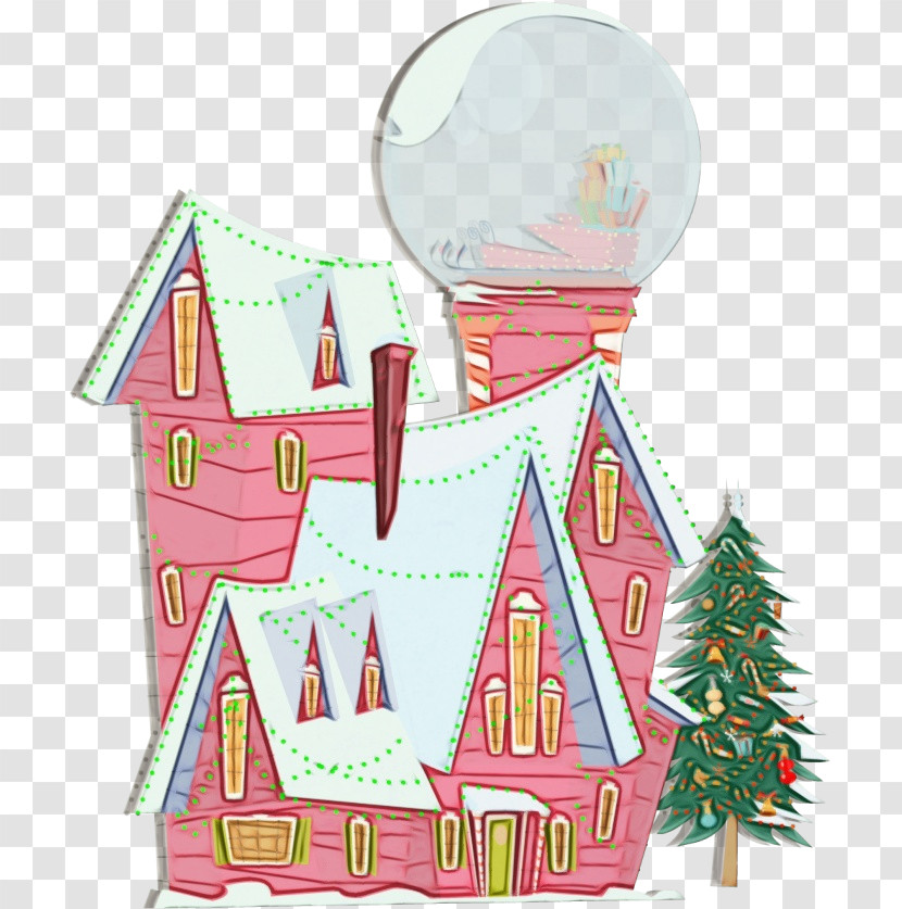 Pink House Home Christmas Transparent PNG