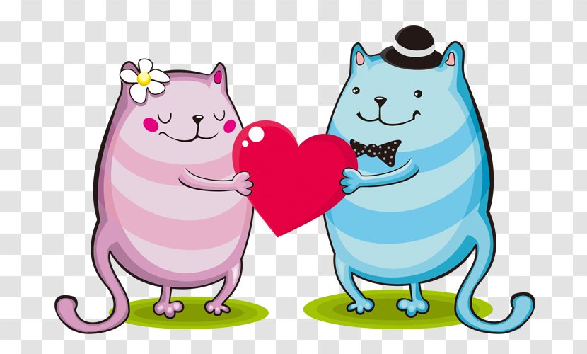 Cat Kitten Valentines Day Illustration - Watercolor - Cartoon Bear Transparent PNG