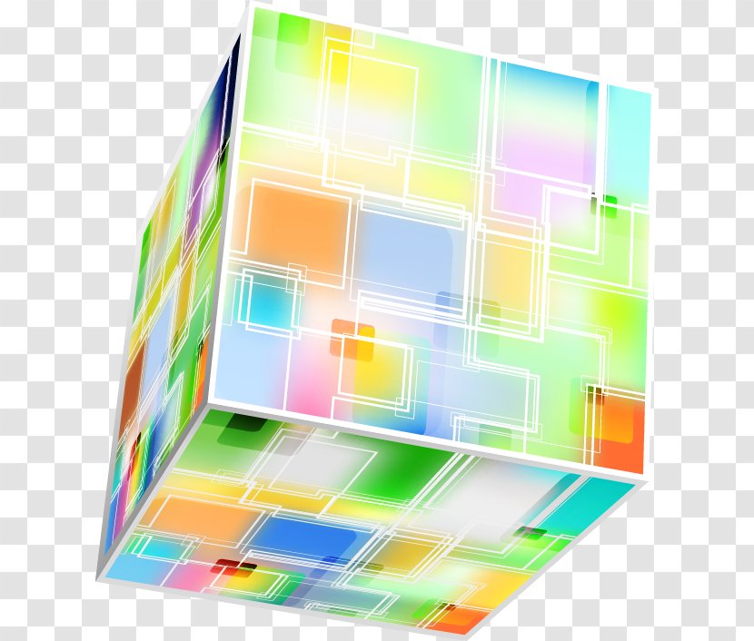 Line Cube - Yellow - Colored Lines Painted Transparent PNG