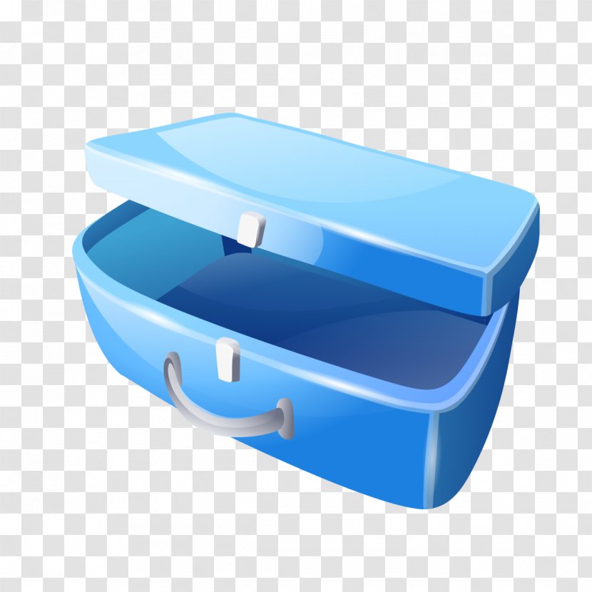 Travel - Blue Patterned Suitcase Transparent PNG