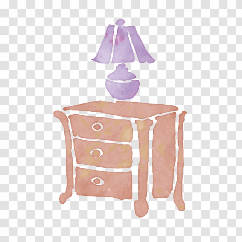 Table Painting Bed - Hand-painted Bedside And Lamp Transparent PNG