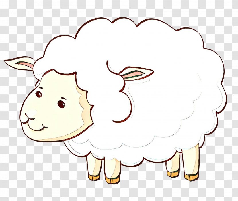 Clip Art Sheep Cattle Line Cartoon - Character - Mammal Transparent PNG