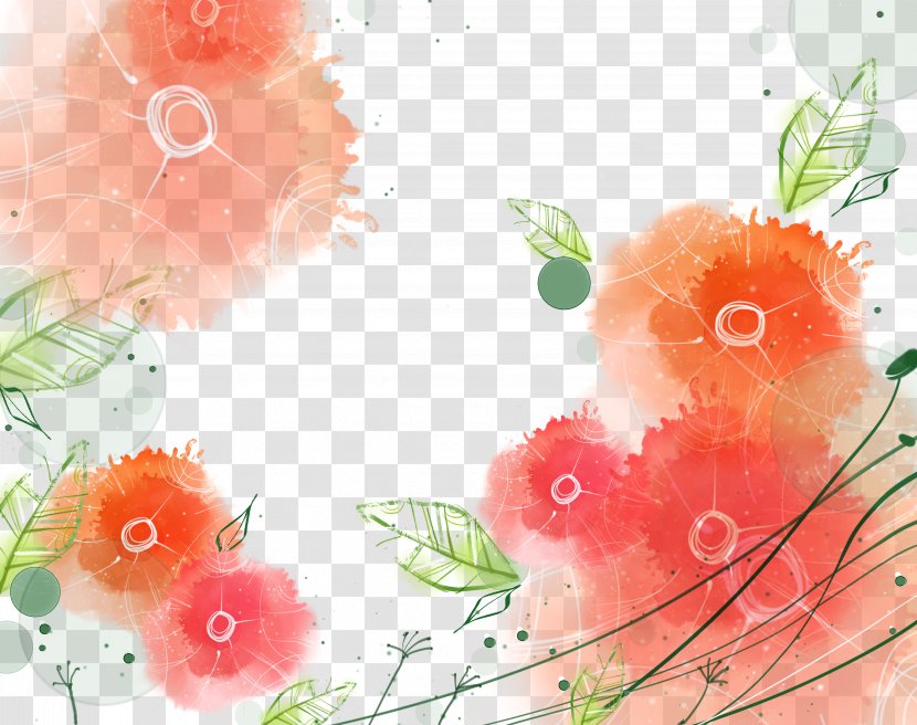 Watercolor Painting Inkstick Illustration - Flowers Transparent PNG