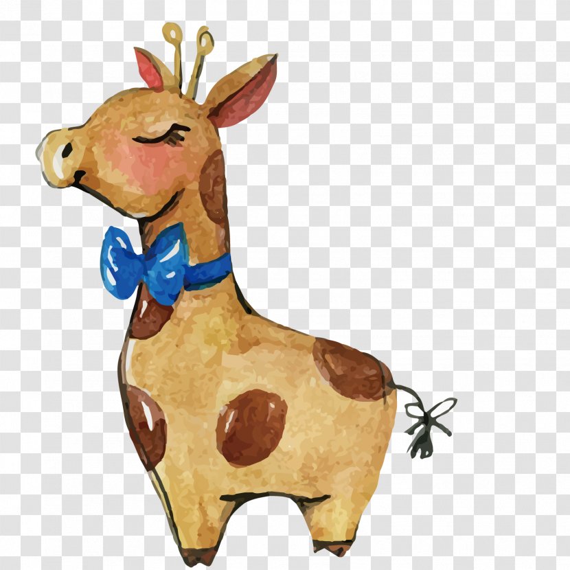 Giraffe Poster Art Watercolor Painting - Deer - Vector Transparent PNG