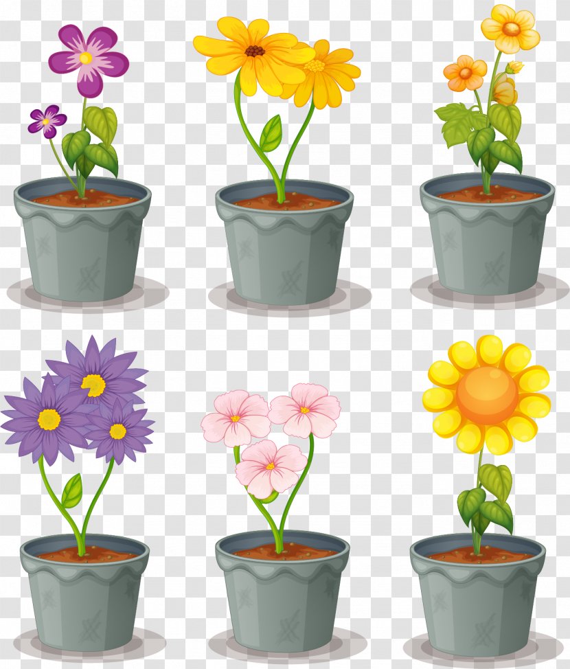 Flowerpot Euclidean Vector - Floral Design - Balcony Planted Potted Plants Transparent PNG