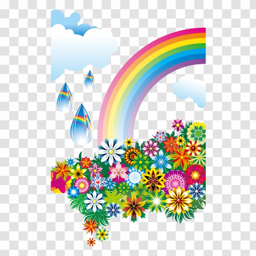 Rainbow Flower - Color - Flowers Clouds Transparent PNG