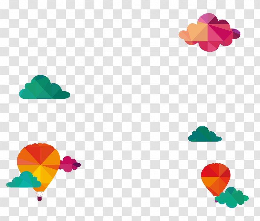 Travel Euclidean Vector Illustration - Flower - Cool Clouds, Hot Air Balloon Transparent PNG