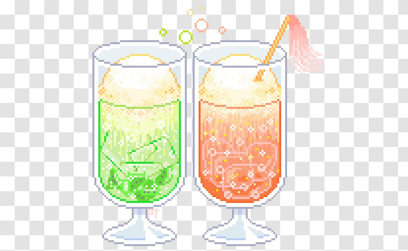Pixel Art Bubble Tea Drink - Watercolor Transparent PNG