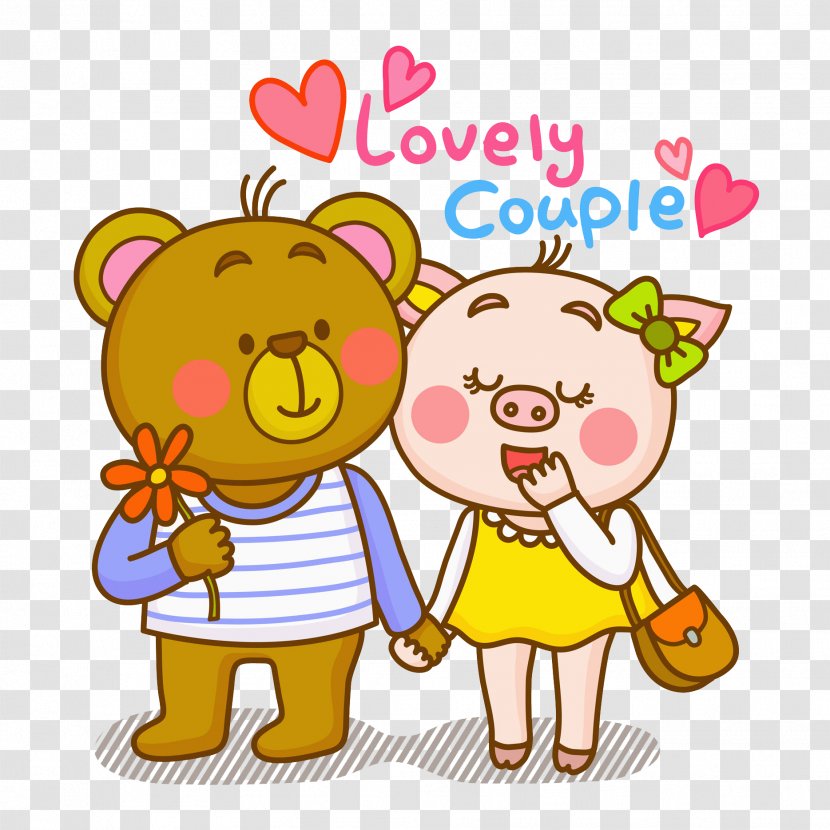 Cartoon Clip Art - Frame - Lovers Bear Transparent PNG