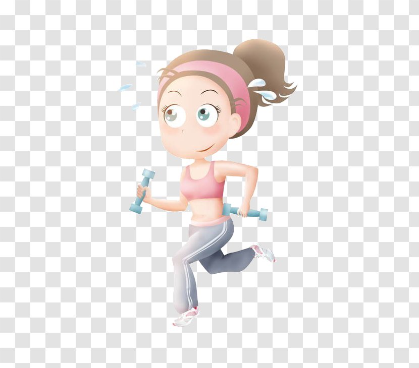 Running Jogging Sport Illustration - Cartoon - Women Are Exercising Transparent PNG