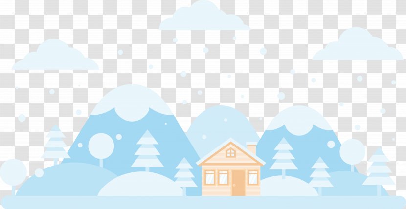 Illustration - Cloud - Snow Tree Chimney Blue Hut Transparent PNG
